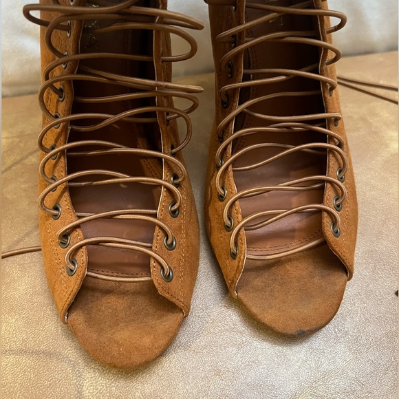 Liliana Brown Suede Lace Up Booties - Picture 8 of 16